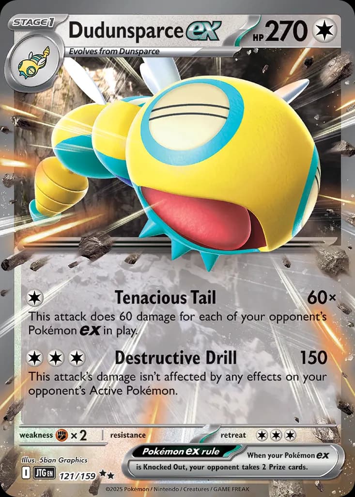 Dudunsparce ex — Journey Together 121 Pokémon card