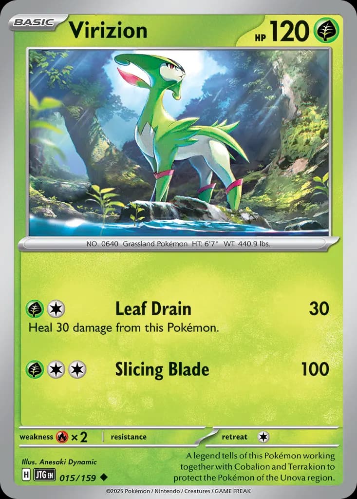 Virizion — Journey Together 15 Pokémon card