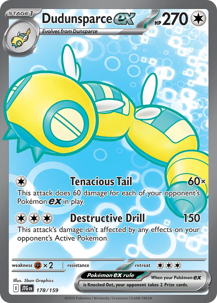 Dudunsparce ex — Journey Together 178 Pokémon card