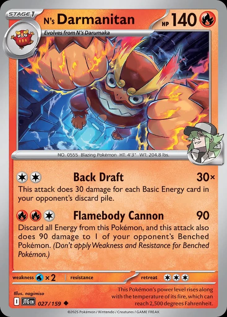 N's Darmanitan — Journey Together 27 Pokémon card