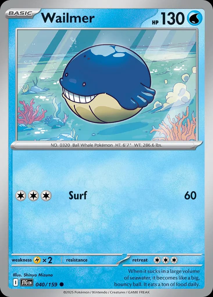 Wailmer — Journey Together 40 Pokémon card