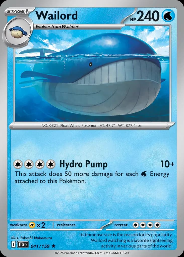 Wailord — Journey Together 41 Pokémon card