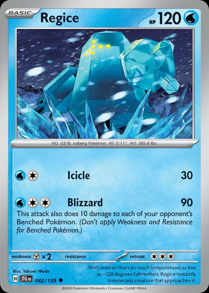 Regice — Journey Together 42 Pokémon card