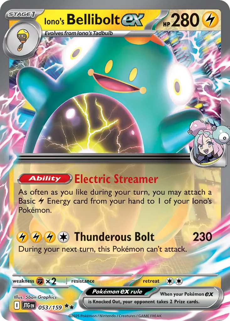 Iono's Bellibolt ex — Journey Together 53 Pokémon card