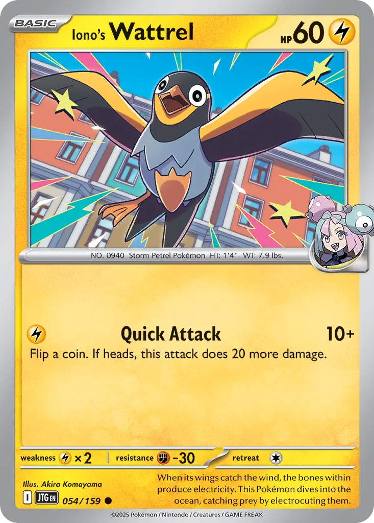 Iono's Wattrel — Journey Together 54 Pokémon card