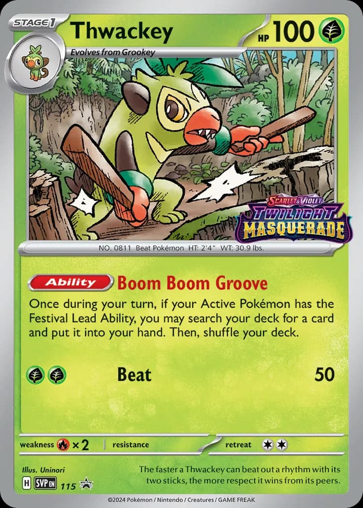 Thwackey — Scarlet & Violet Black Star Promos 115 Pokémon card