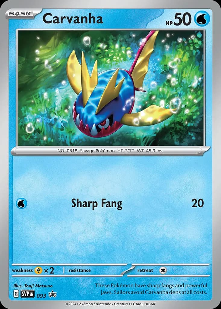Carvanha — Scarlet & Violet Black Star Promos 93 Pokémon card