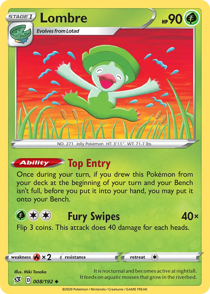 Lombre — Rebel Clash 8 Pokémon card