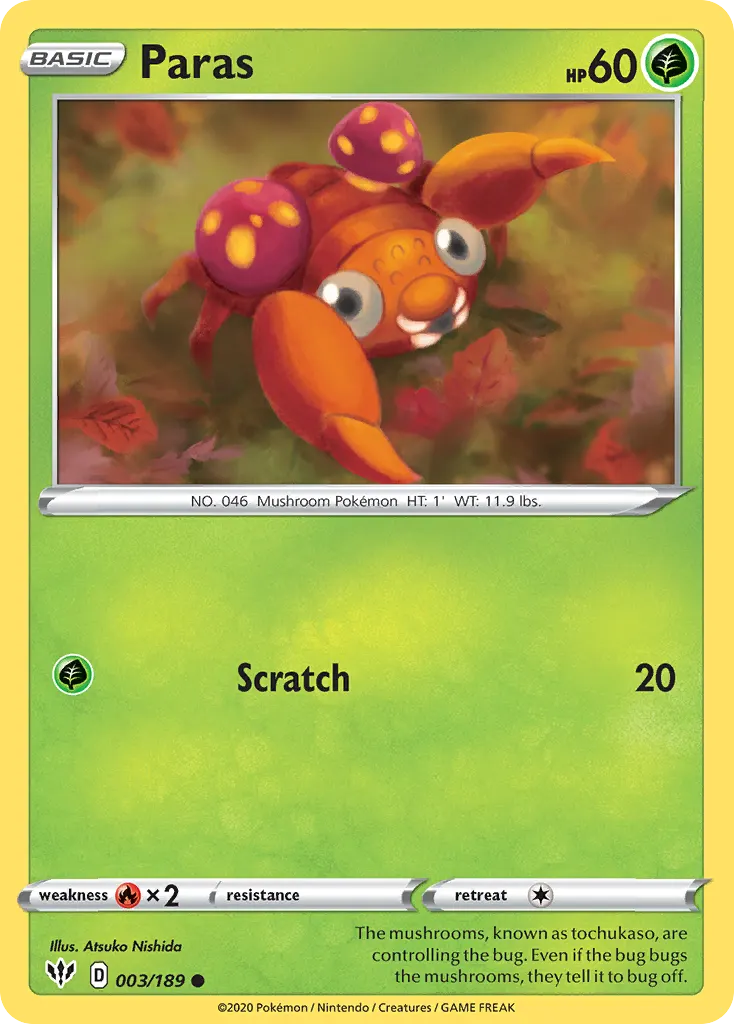 Paras — Darkness Ablaze 3 Pokémon card
