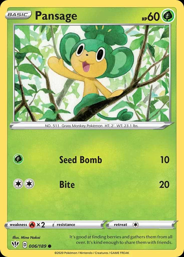 Pansage — Darkness Ablaze 6 Pokémon card