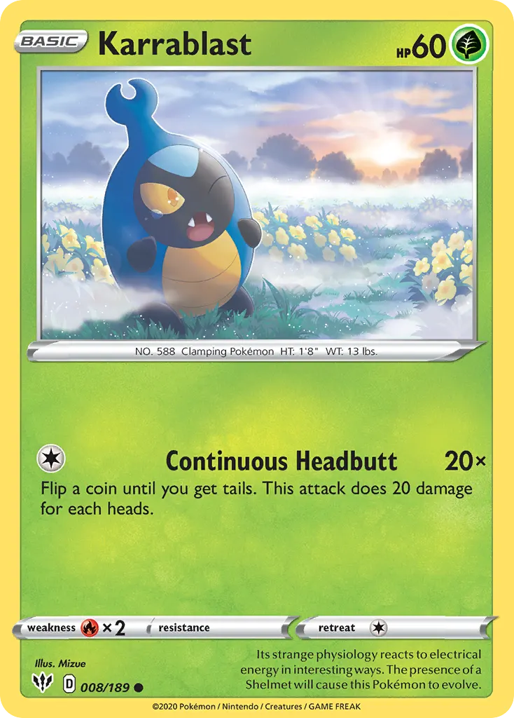 Karrablast — Darkness Ablaze 8 Pokémon card