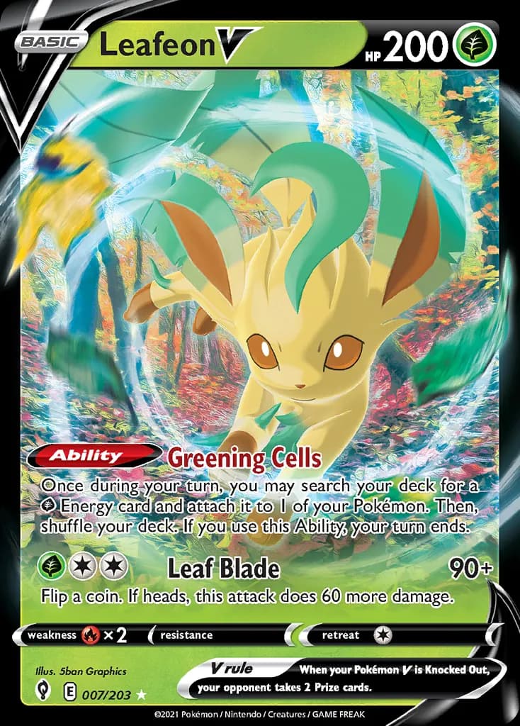 Leafeon V — Evolving Skies 7 Pokémon card