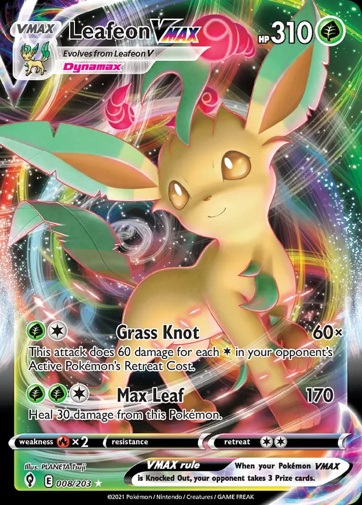 Leafeon VMAX — Evolving Skies 8 Pokémon card