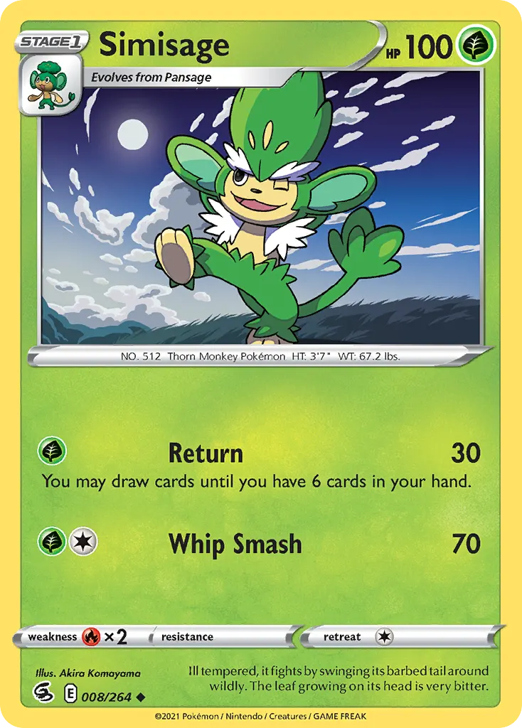 Simisage — Fusion Strike 8 Pokémon card