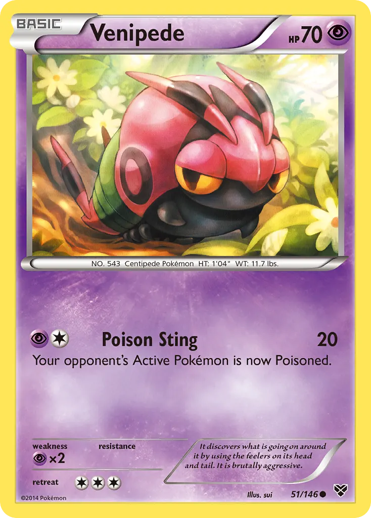 Venipede — XY 51 Pokémon card