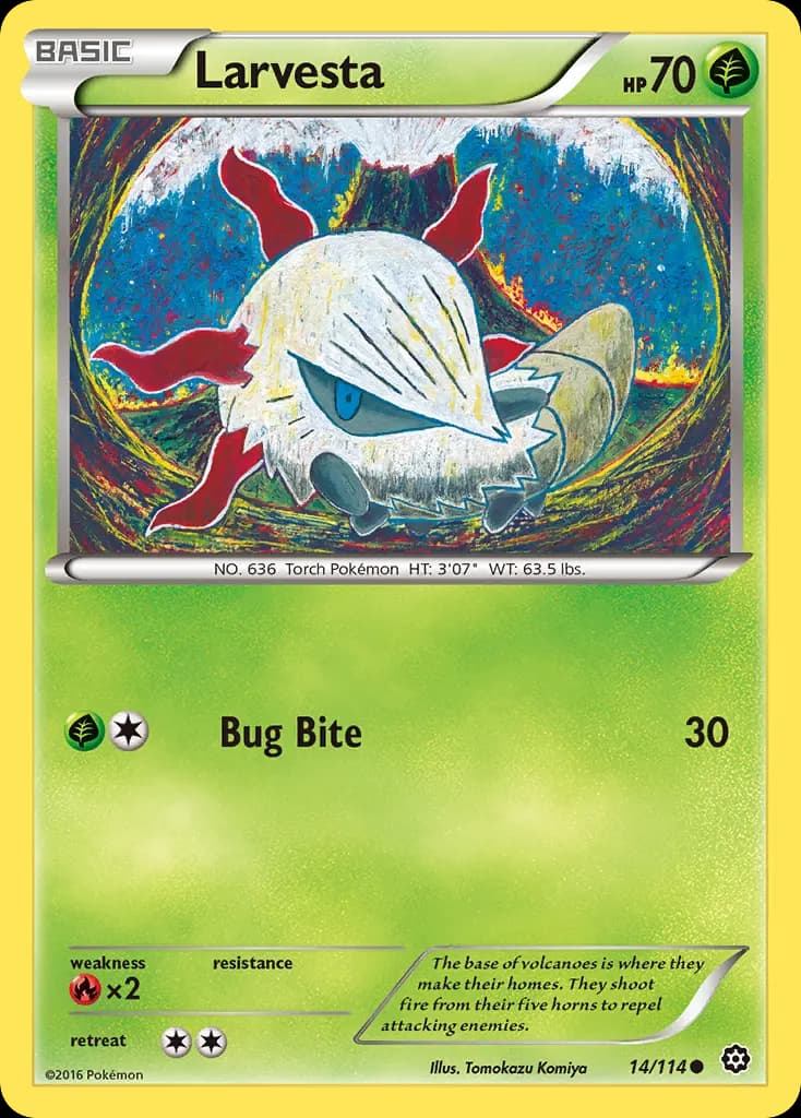 Larvesta — Steam Siege 14 Pokémon card