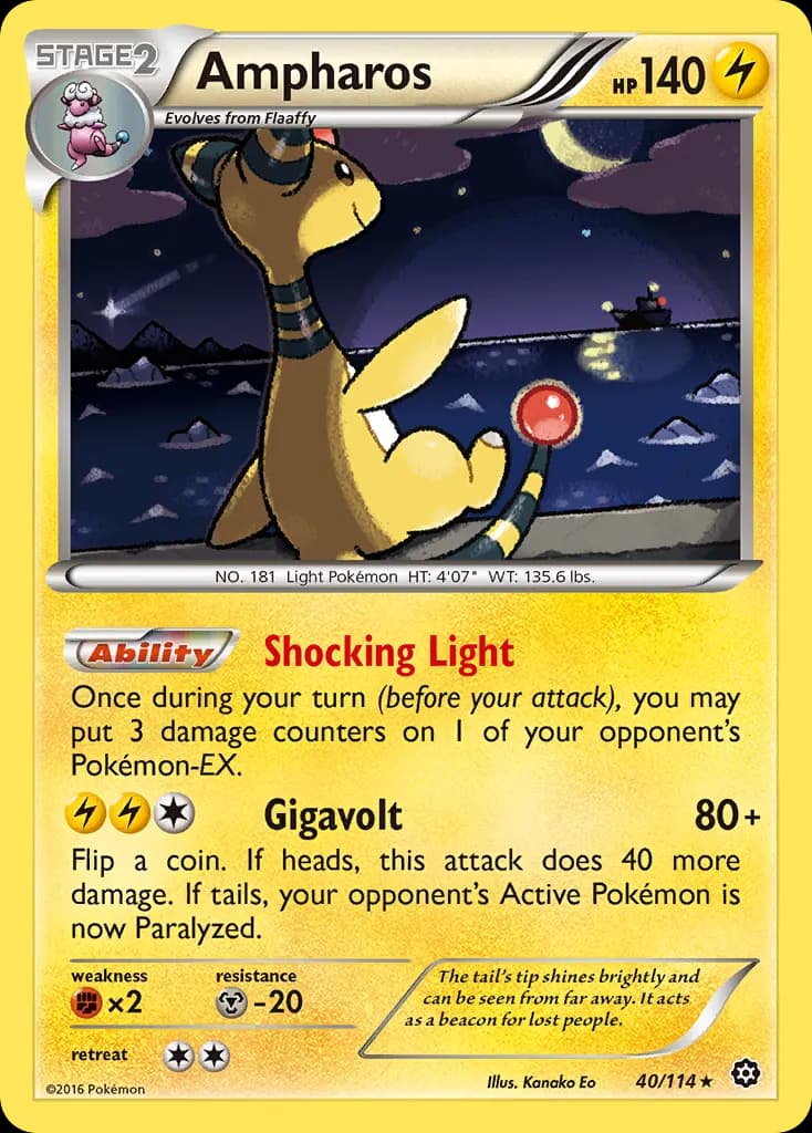 Ampharos — Steam Siege 40 Pokémon card