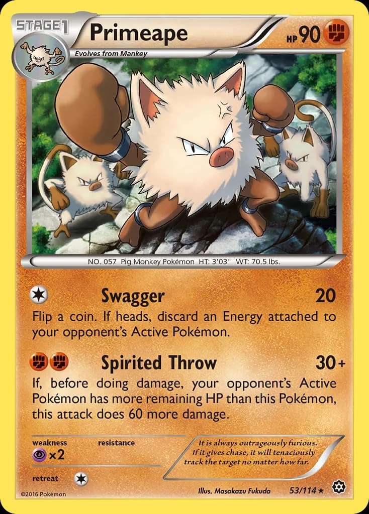 Primeape — Steam Siege 53 Pokémon card