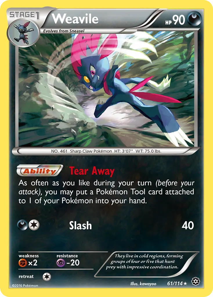 Weavile — Steam Siege 61 Pokémon card