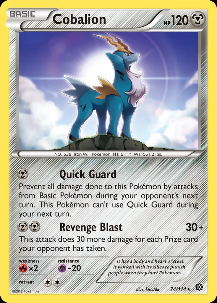 Cobalion — Steam Siege 74 Pokémon card