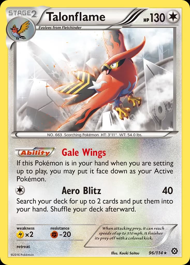Talonflame — Steam Siege 96 Pokémon card