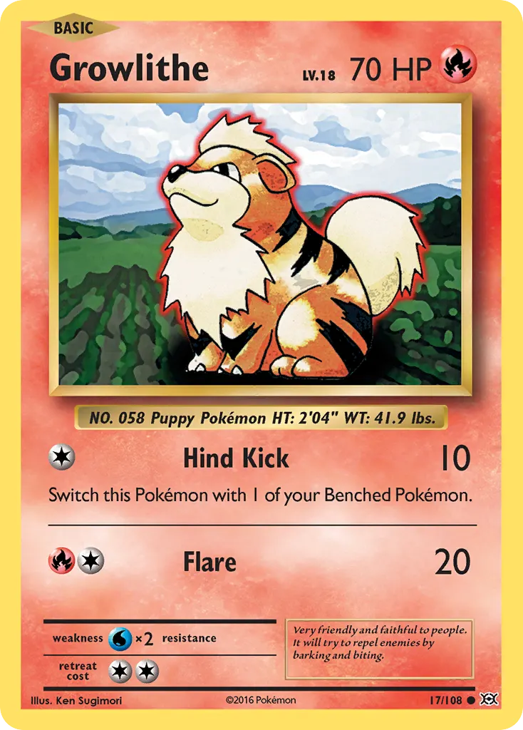 Growlithe — Evolutions 17 Pokémon card
