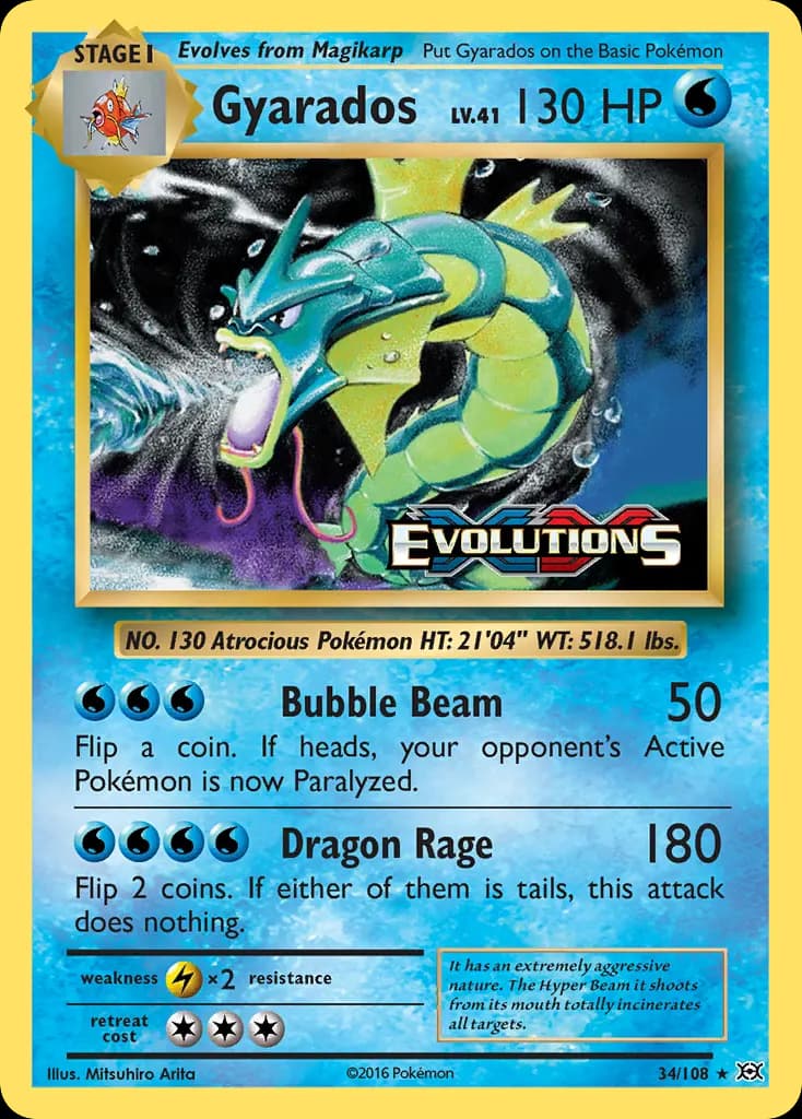 Gyarados — Evolutions 34 Pokémon card