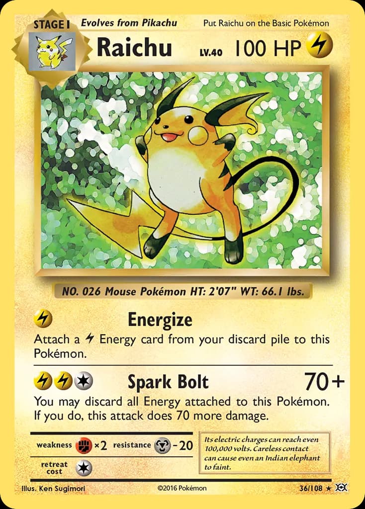 Raichu — Evolutions 36 Pokémon card