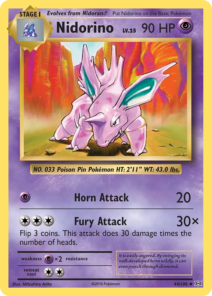 Nidorino — Evolutions 44 Pokémon card