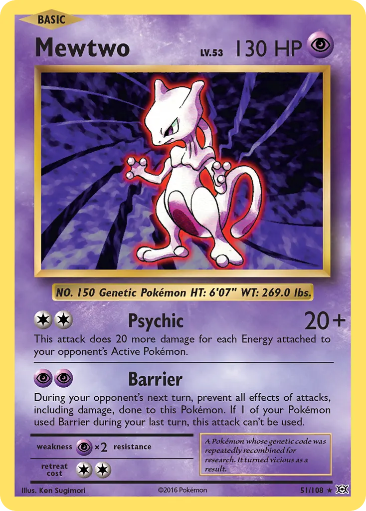 Mewtwo — Evolutions 51 Pokémon card