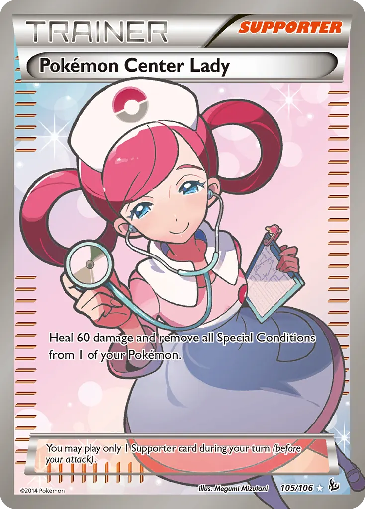 Pokémon Center Lady — Flashfire 105 Pokémon card