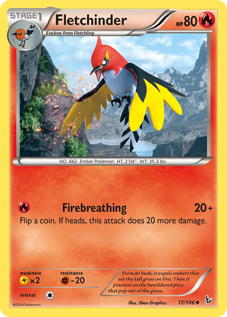 Fletchinder — Flashfire 17 Pokémon card