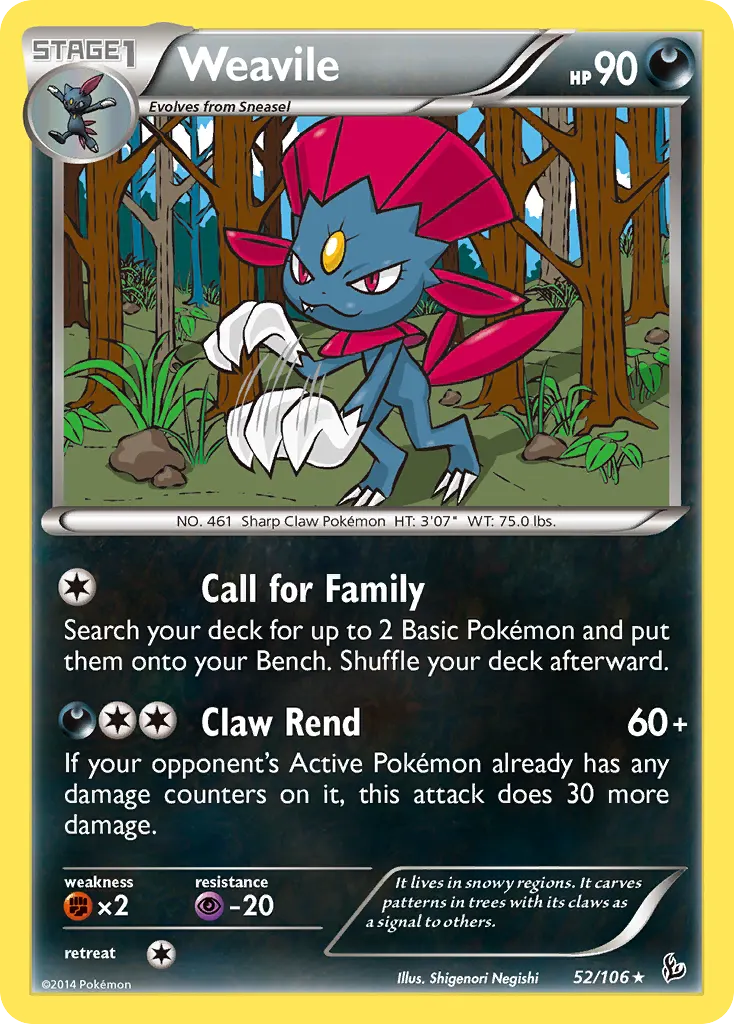 Weavile — Flashfire 52 Pokémon card