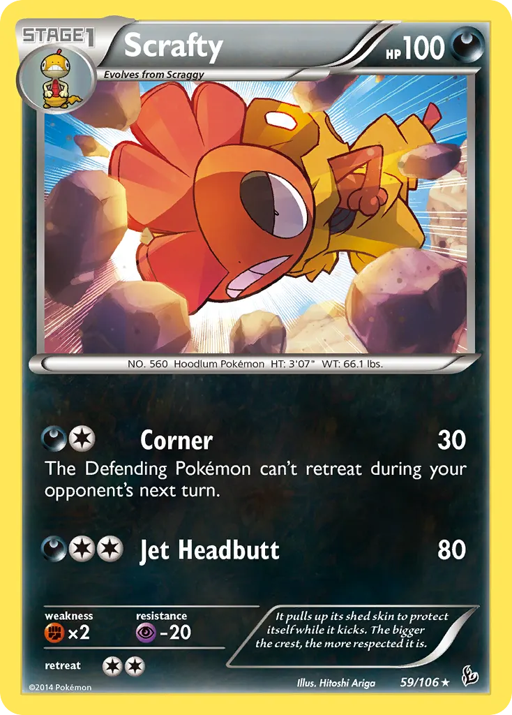 Scrafty — Flashfire 59 Pokémon card