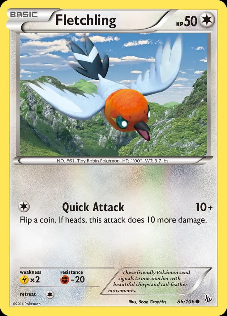 Fletchling — Flashfire 86 Pokémon card