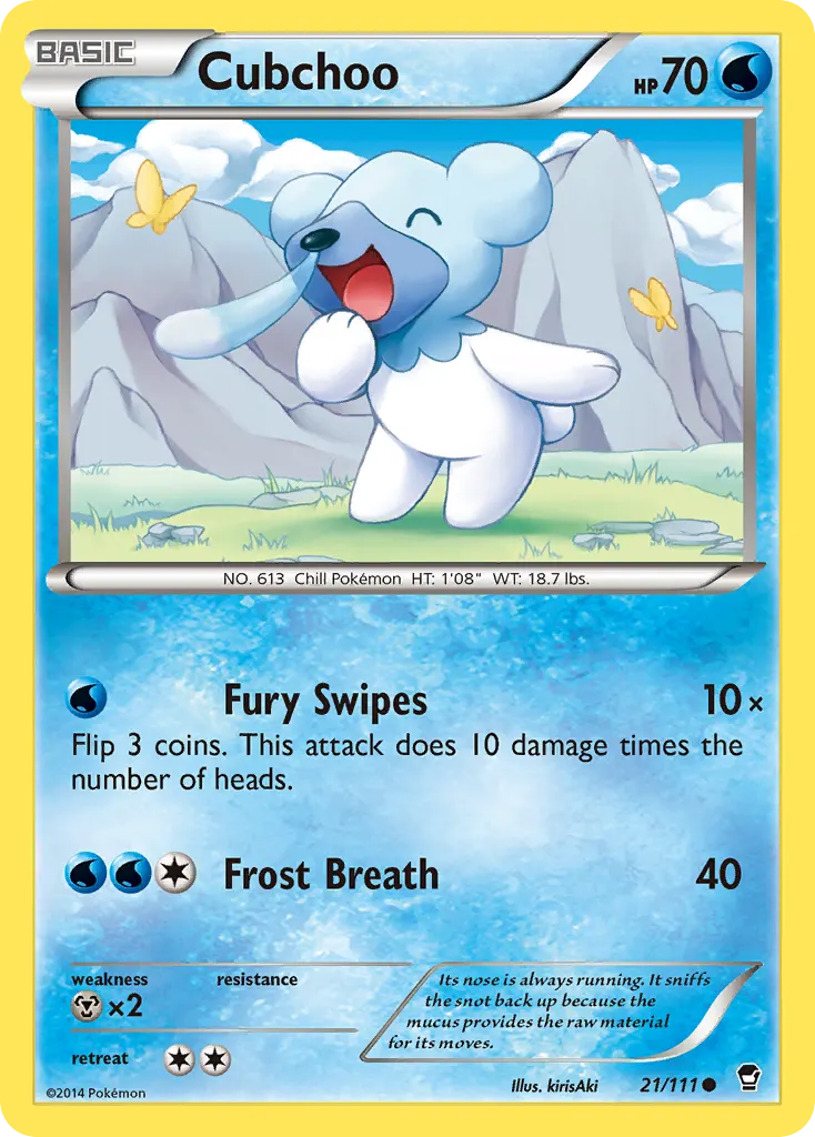 Cubchoo — Furious Fists 21 Pokémon card