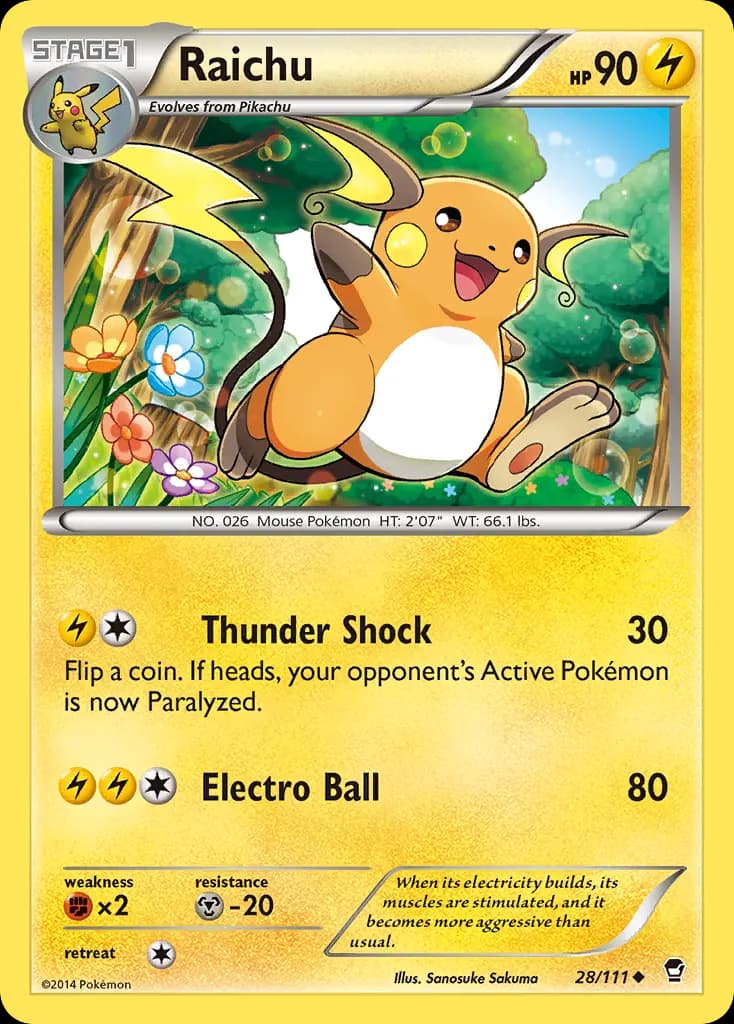 Raichu — Furious Fists 28 Pokémon card