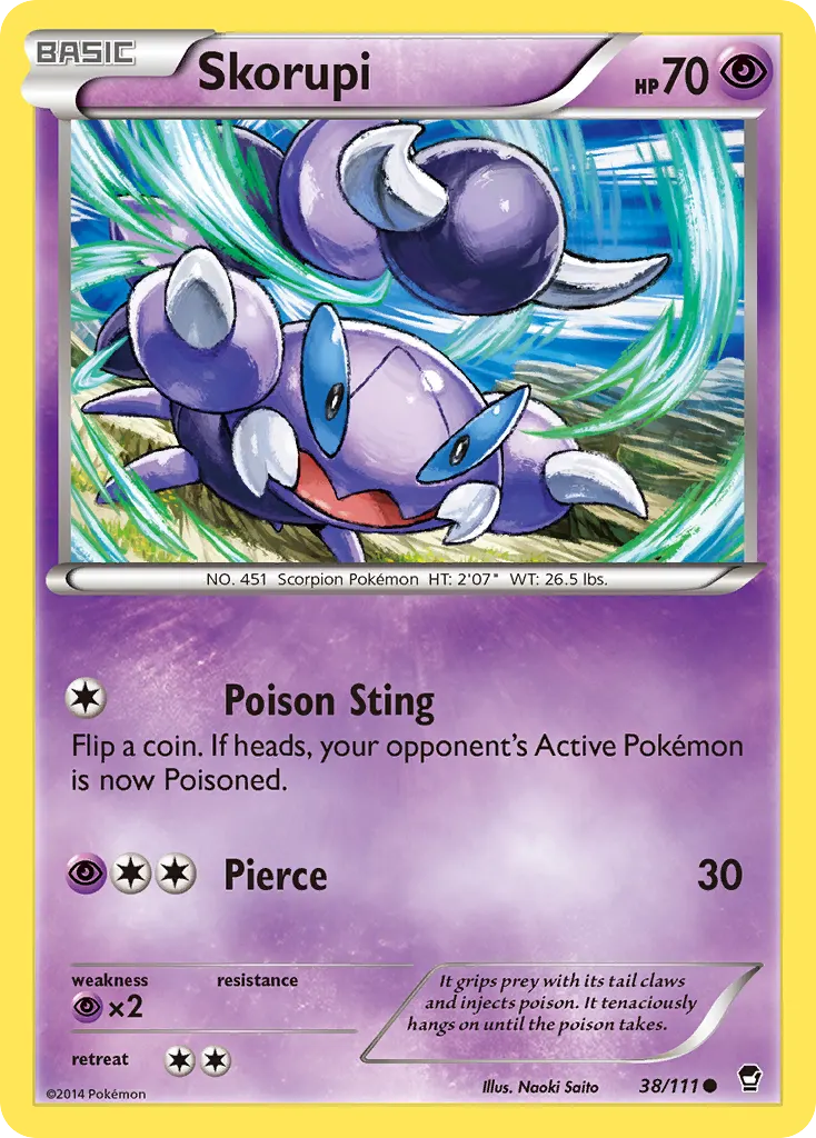 Skorupi — Furious Fists 38 Pokémon card