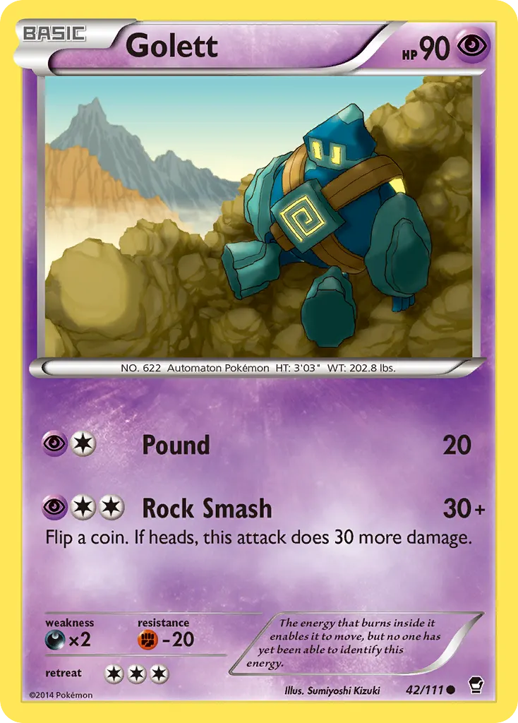 Golett — Furious Fists 42 Pokémon card