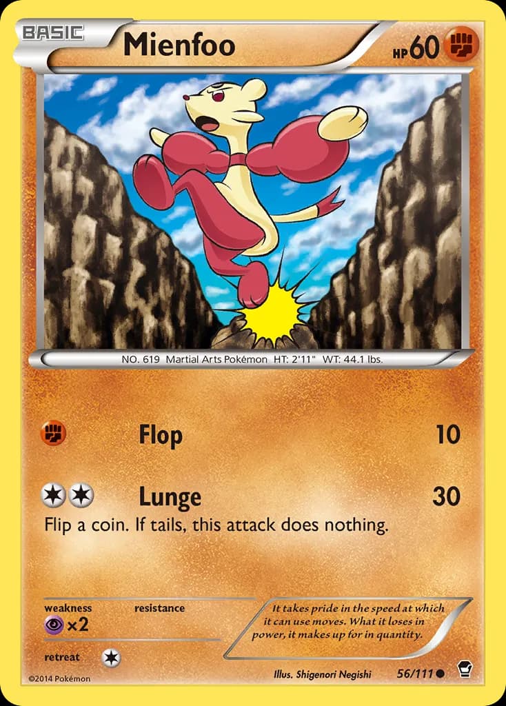 Mienfoo — Furious Fists 56 Pokémon card