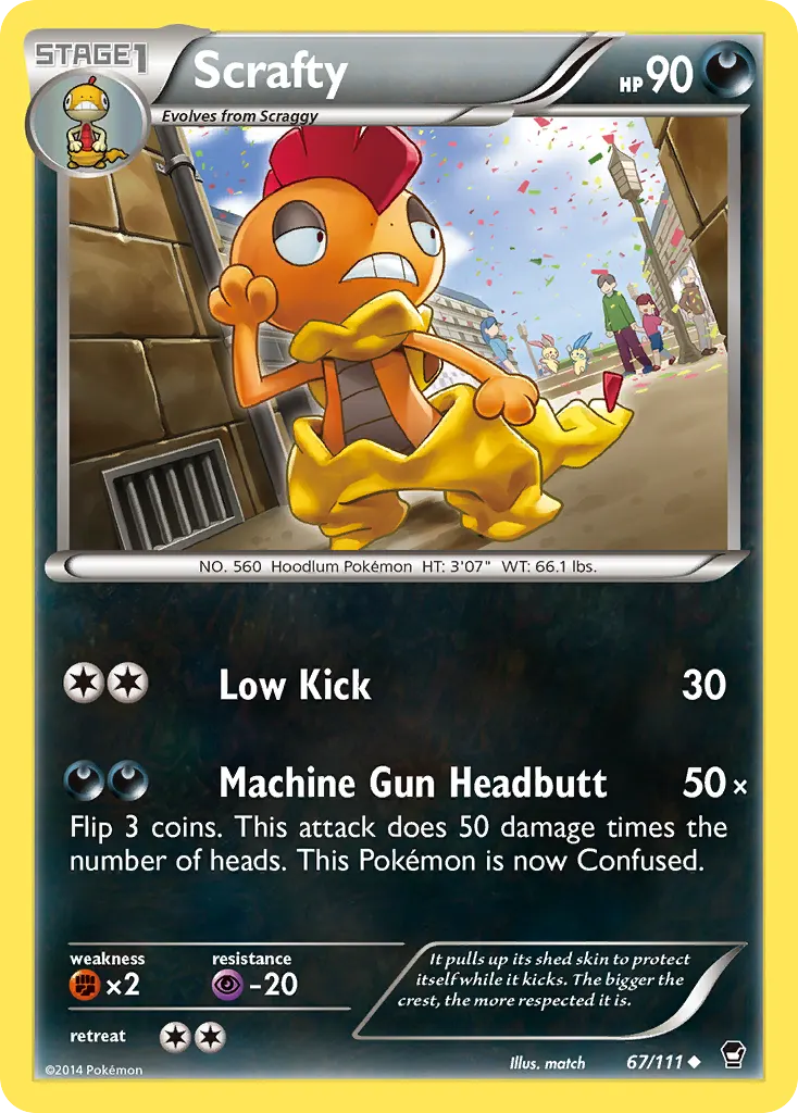Scrafty — Furious Fists 67 Pokémon card