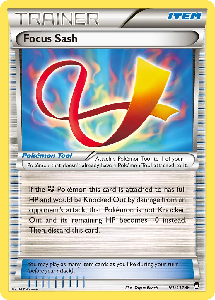 Focus Sash — Furious Fists 91 Pokémon card