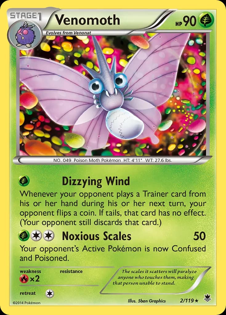 Venomoth — Phantom Forces 2 Pokémon card