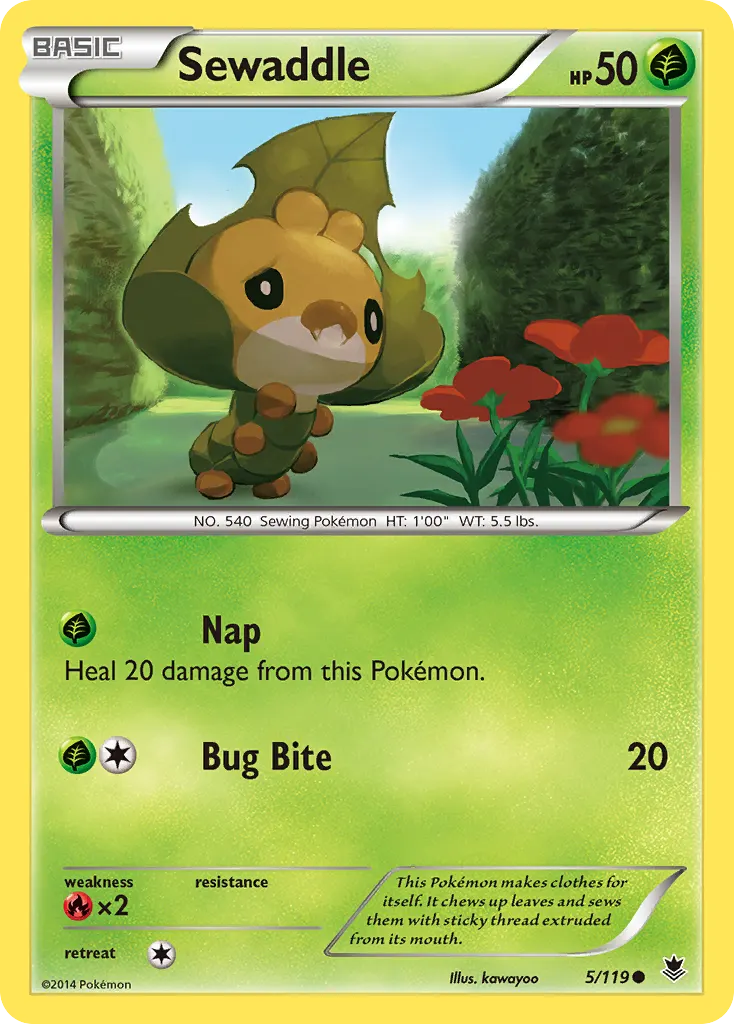 Sewaddle — Phantom Forces 5 Pokémon card