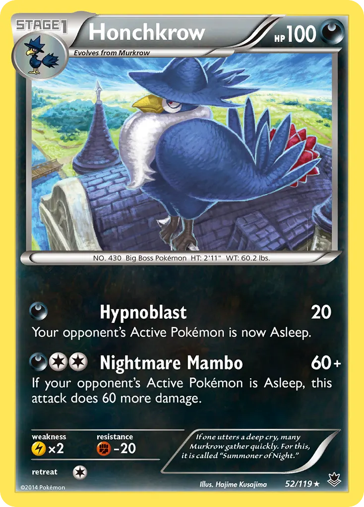 Honchkrow — Phantom Forces 52 Pokémon card