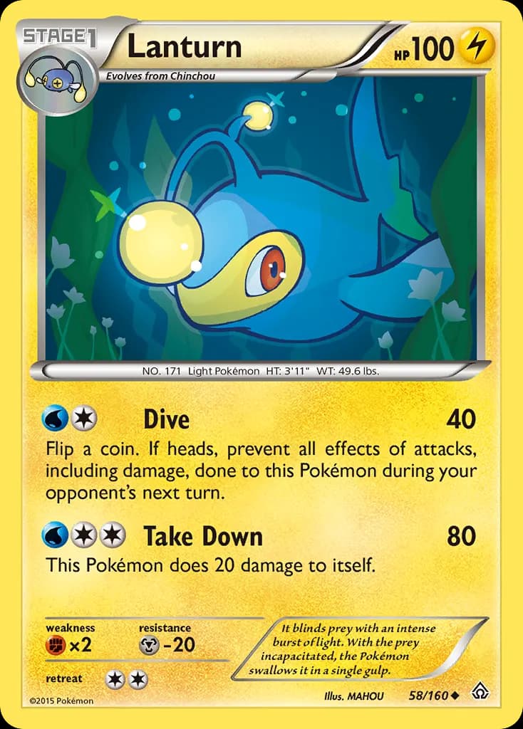 Lanturn — Primal Clash 58 Pokémon card
