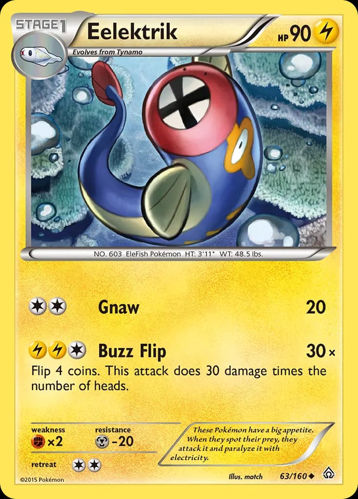 Eelektrik — Primal Clash 63 Pokémon card