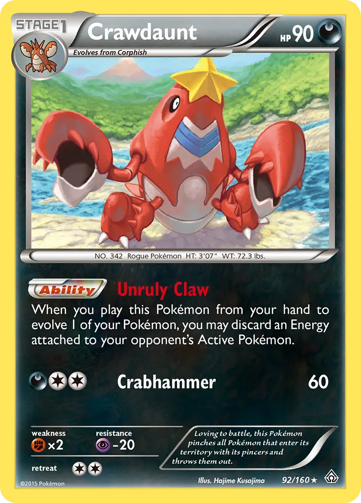 Crawdaunt — Primal Clash 92 Pokémon card