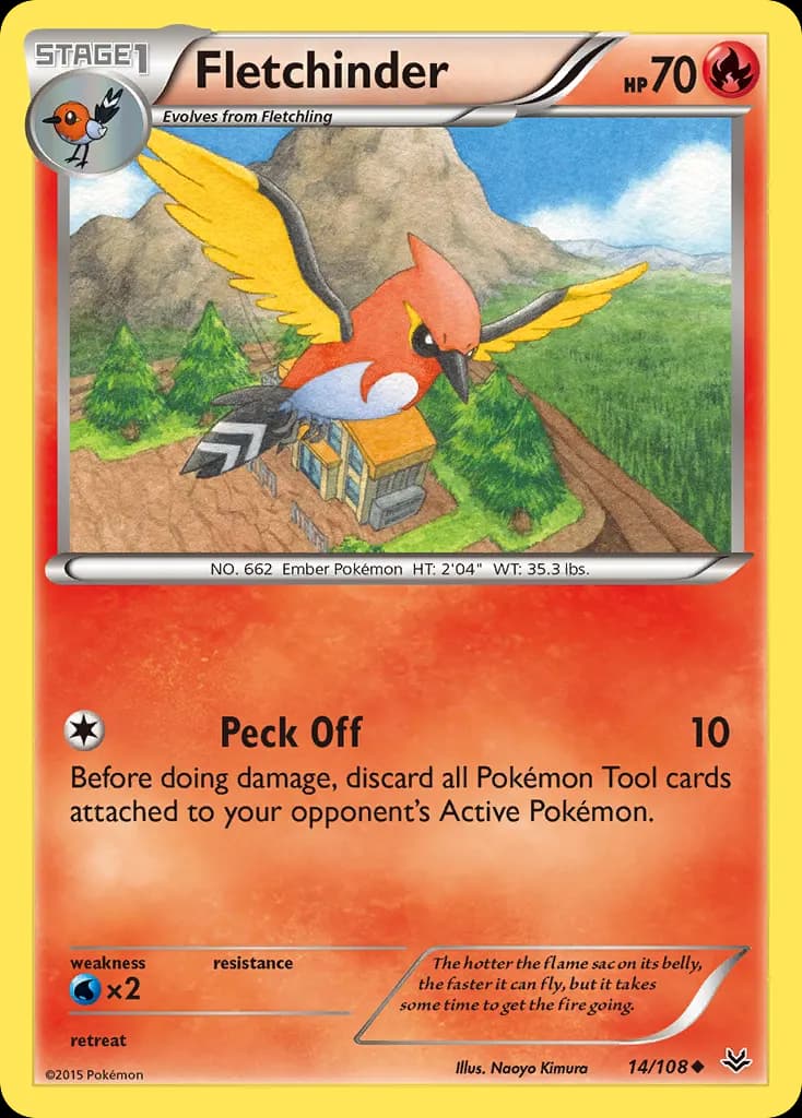 Fletchinder — Roaring Skies 14 Pokémon card