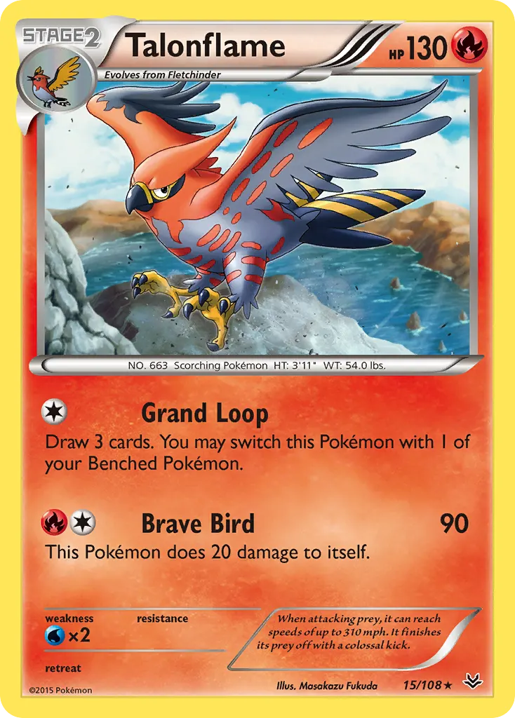 Talonflame — Roaring Skies 15 Pokémon card
